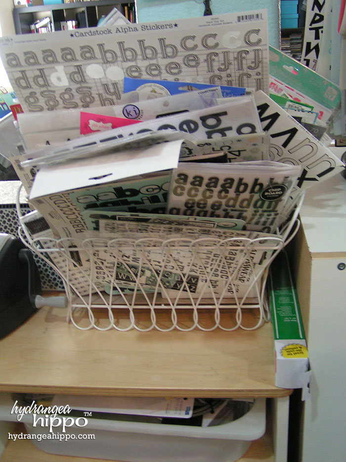 Use a wide wire basket to store your sticker letters in for easy access.