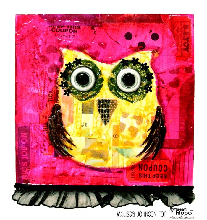 Owl Mixed Media Canvas - by Melissa Johnson for Hydrangea Hippo