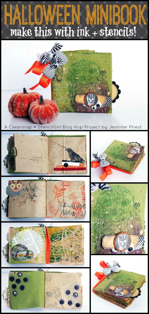 StencilGirl and Clearsnap Blog Hop - Halloween Book with Stencils and Ink by Jennifer Priest TITLE 2