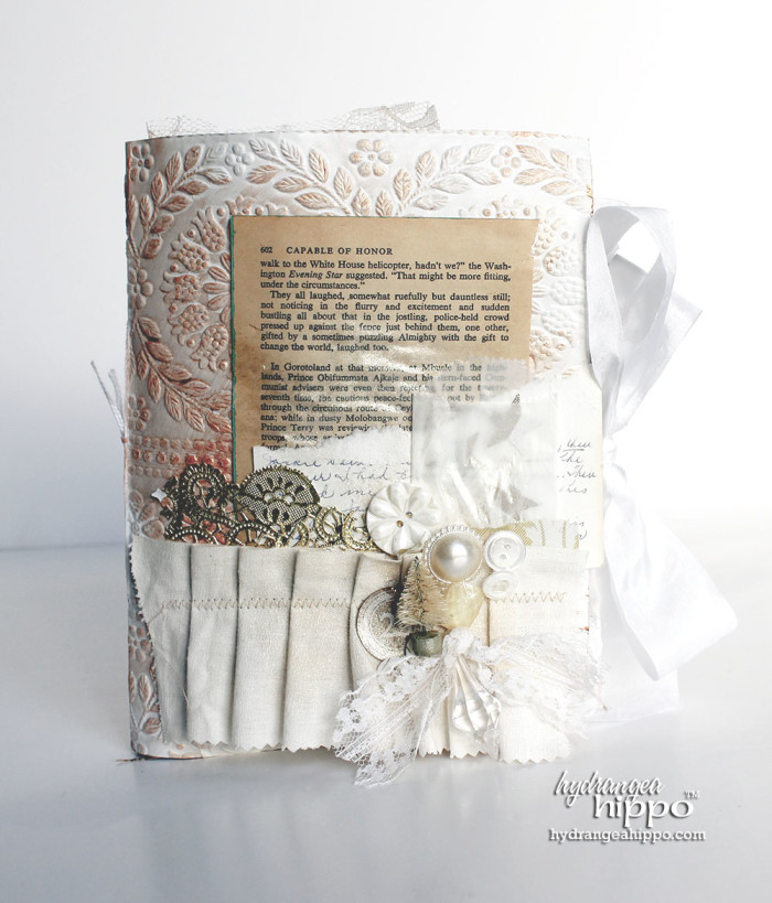 Altered Fabric and Paper Scrap WHITE Christmas Album - TOMBOW - by Jennifer Priest for hydrangeahippo 8