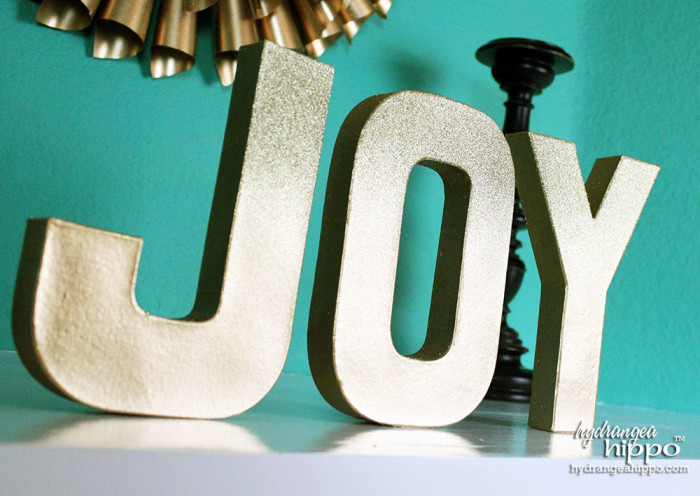JOY Ombre Glitter Letters by Jennifer Priest of hydrangeahippo with Krylon Spray Paint 2