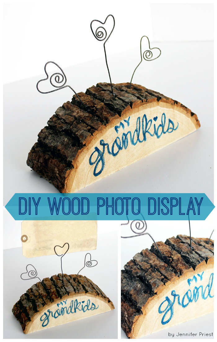 Grandkids Wood Slab Photo Display by Jennifer Priest of hydrangeahippo COLLAGE