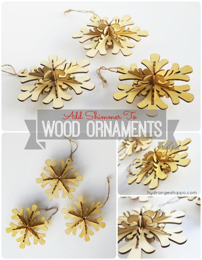 Sparkly Wood Ornaments with Smooch Spritz by Jennifer Priest for hydrangeahippo COLLAGE