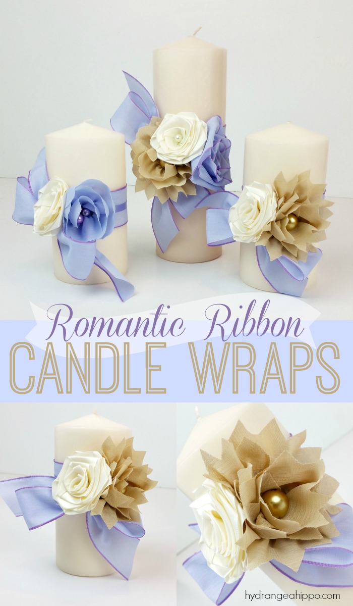 Create these removable romantic ribbon candle wraps for a date night in, wedding decor, party, or even as decor for a pretty room in your home.